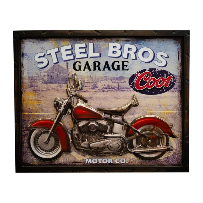 Retro Wall Frame - Motorcycle FatBoy garage - eazy wagon