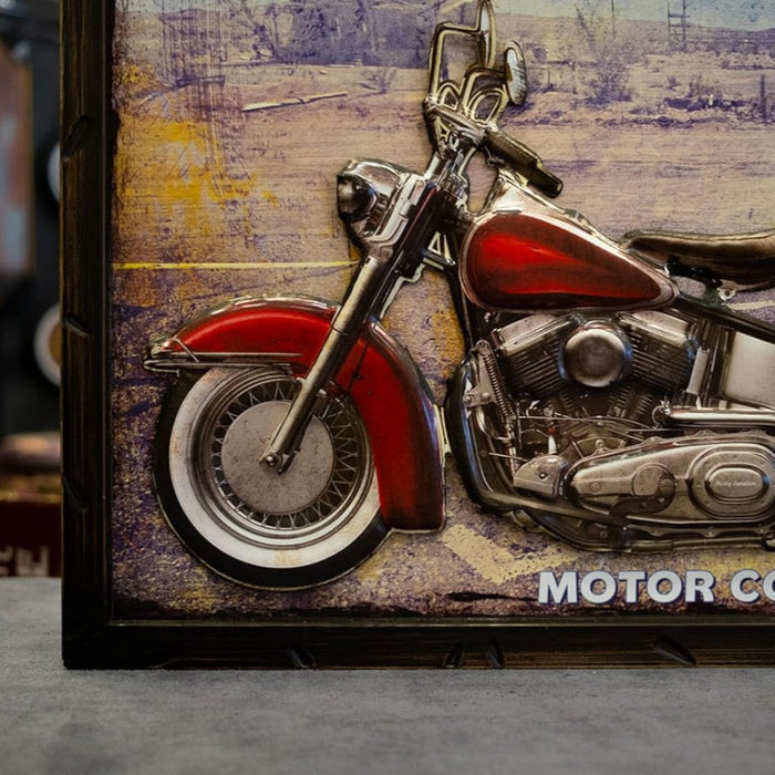 Retro Wall Frame - Motorcycle FatBoy garage - eazy wagon