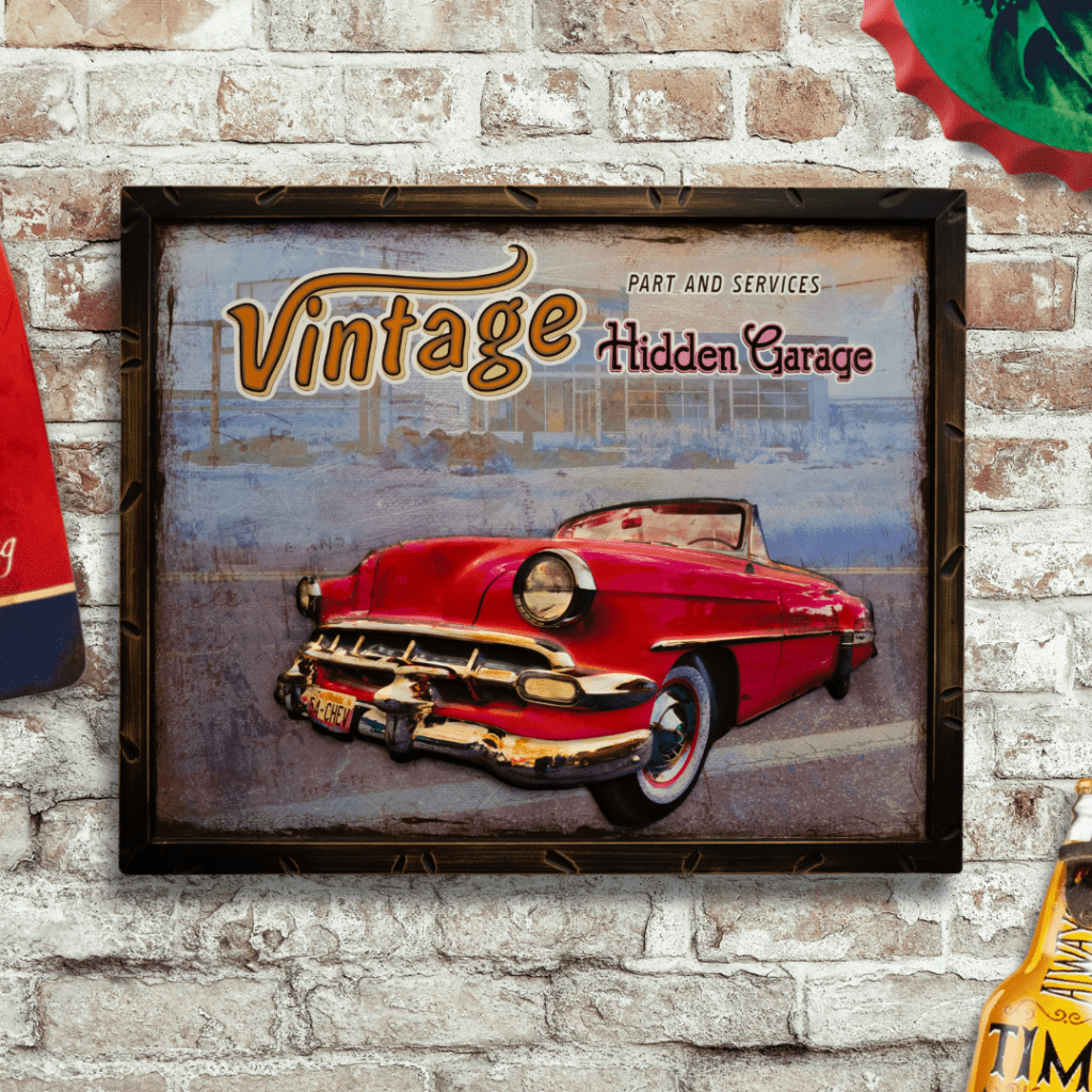 Retro Wall Frame - Red Chevy Bel Air 1957 - eazy wagon