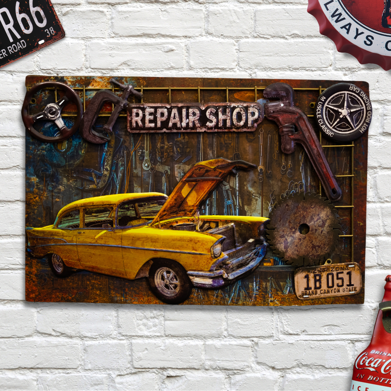 3D Retro Frame - Yellow Cab