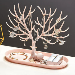 Key holder, Necklace Holder, Bracelet Stand Jewelry Organizer Jewelry Tree Decorative Tray (Pink)