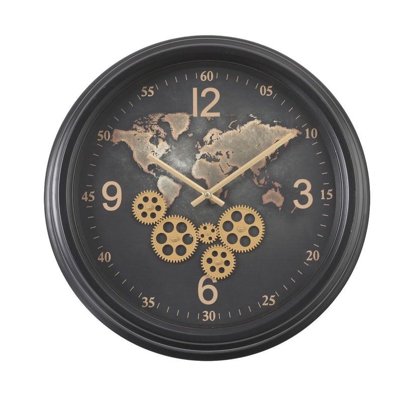 Mechanical clock - Worldmap Black (Y713-21")