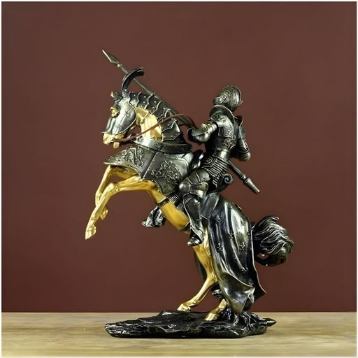Vintage Knight on Horseback Figurine – Medieval Warrior Showpiece - eazy wagon