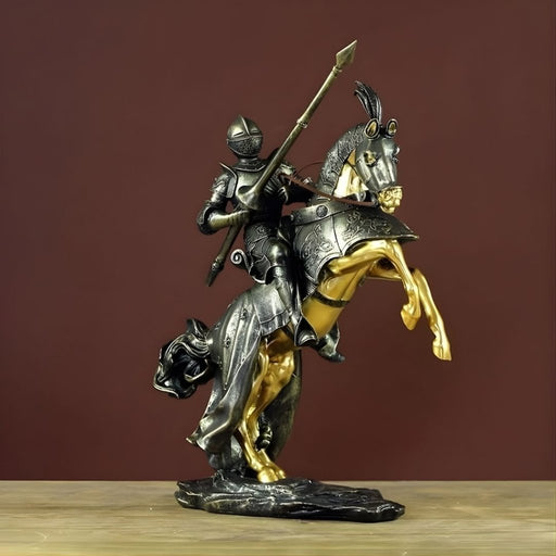 Vintage Knight on Horseback Figurine – Medieval Warrior Showpiece - eazy wagon