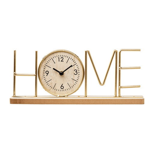 Wooden Metal Letter Clock - Home (Gold) - eazy wagon