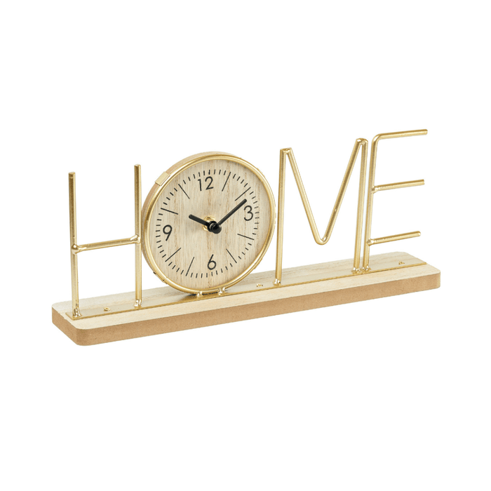 Wooden Metal Letter Clock - Home (Gold) - eazy wagon
