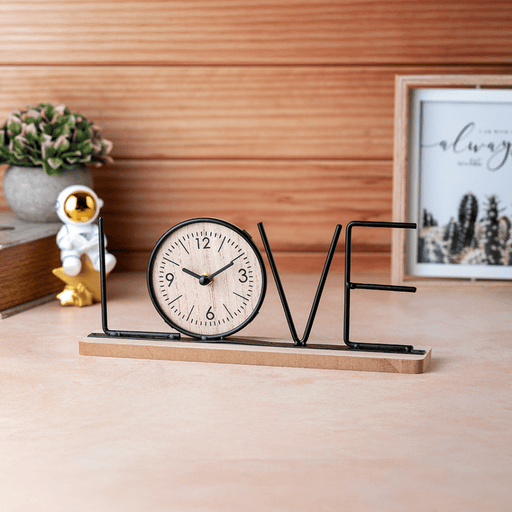 Wooden Metal Letter Clock - Love (Black) - eazy wagon