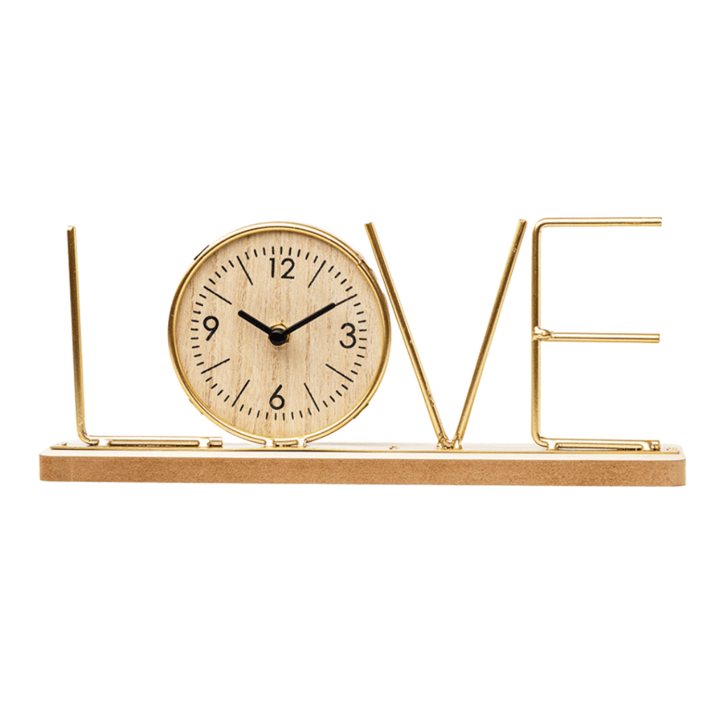 Wooden Metal Letter Clock - Love (Gold) — eazy wagon