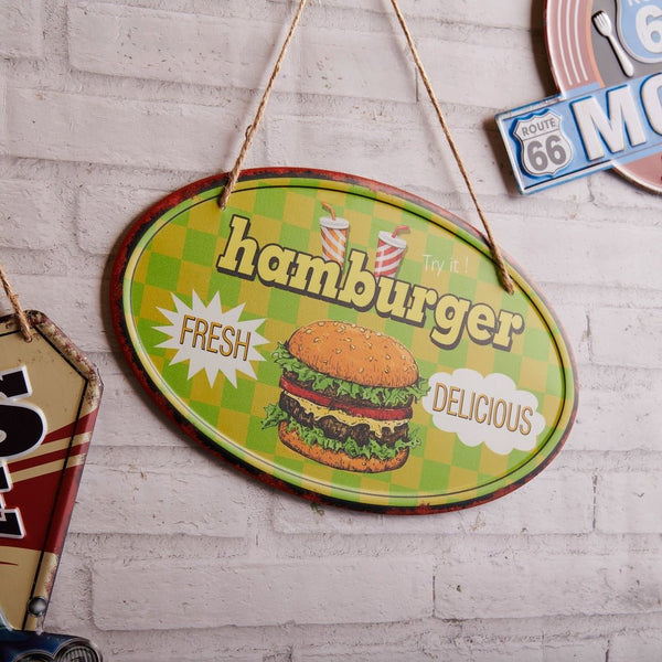 3D Metal Plates - Fresh & Delicious Hamburger