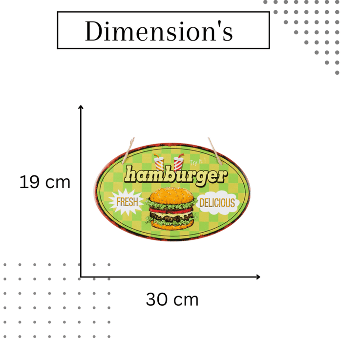 3D Metal Plates - Fresh & Delicious Hamburger