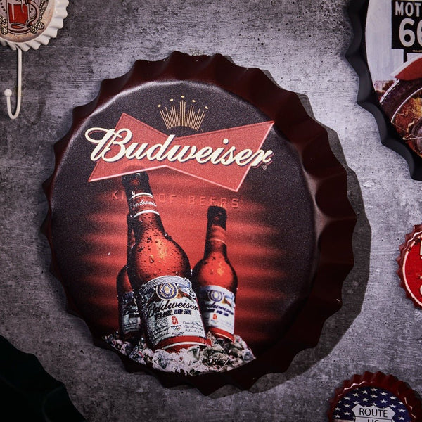 Bottle Caps wall sign - Budweiser (14"x14") - eazy wagon