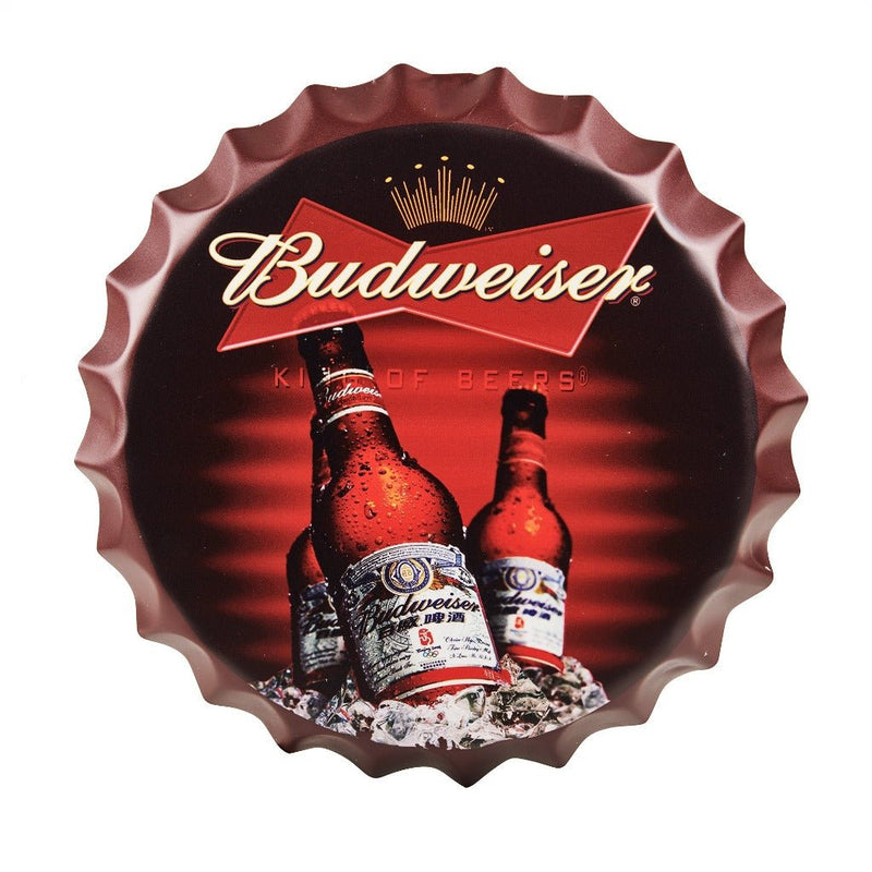 Bottle Caps wall sign - Budweiser (14"x14") - eazy wagon