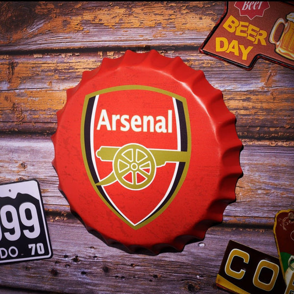Bottle Caps wall decor sign - Arsenal (14"x14")