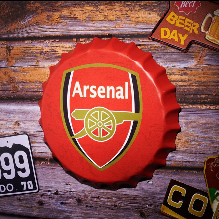 Bottle Caps wall decor sign - Arsenal (14"x14")