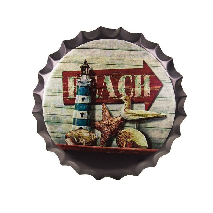 Bottle Caps wall sign - Beach shell (14"x14") - eazy wagon