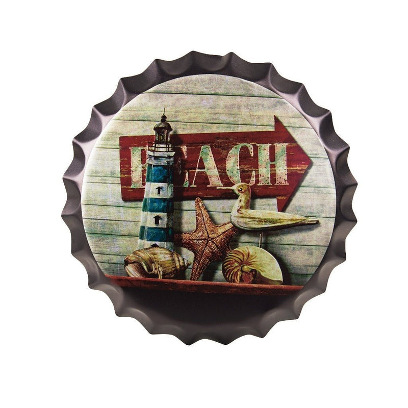 Bottle Caps wall sign - Beach shell (14"x14") - eazy wagon