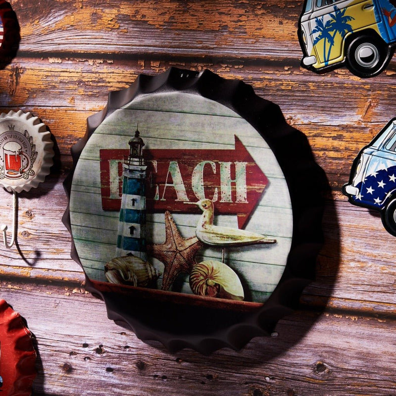 Bottle Caps wall sign - Beach shell (14"x14") - eazy wagon