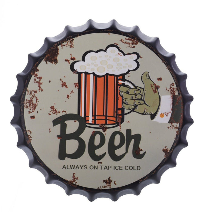 Bottle Caps wall decor sign - Beer Always on Tap (14"x14")