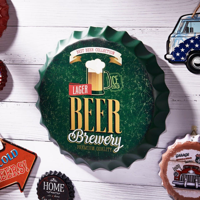 Bottle Caps wall sign - Beer Brewery (14"x14") - eazy wagon