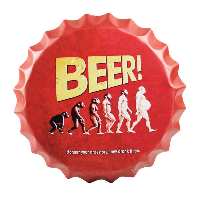 Bottle Caps wall sign - Beer Evolution (14"x14") - eazy wagon