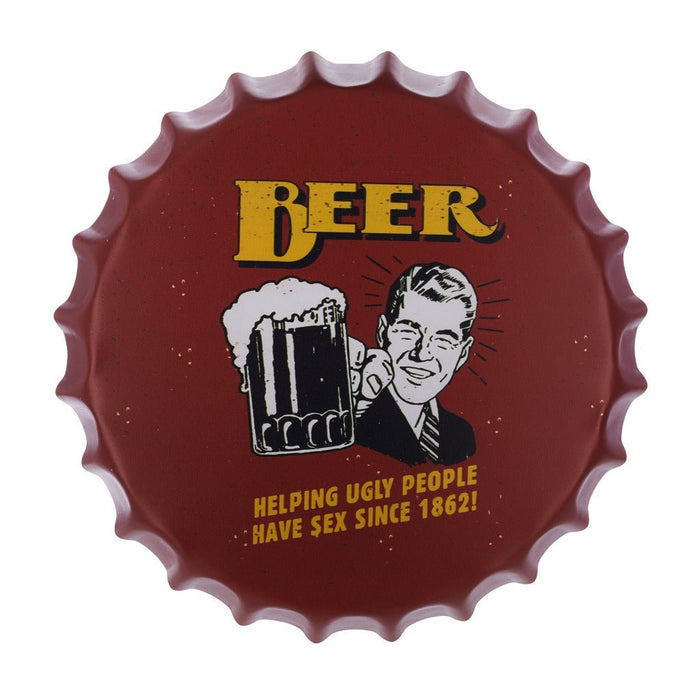 Bottle Caps wall decor sign - Beer helping  (14"x14")