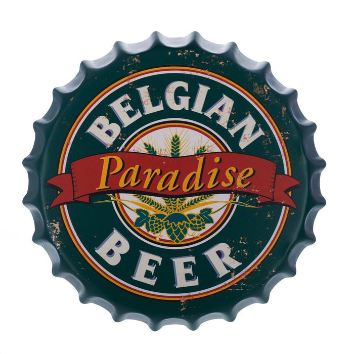 Bottle Caps wall decor sign - Belgian Beer  (14"x14")
