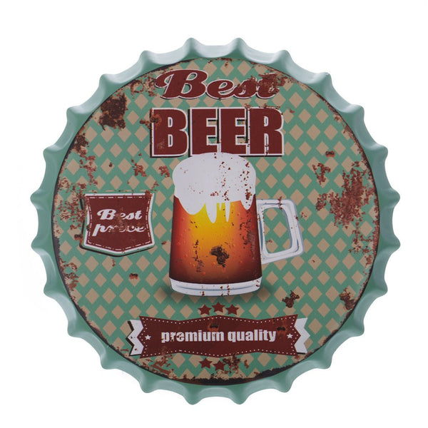 Bottle Caps wall decor sign - Best Beer  (14"x14")