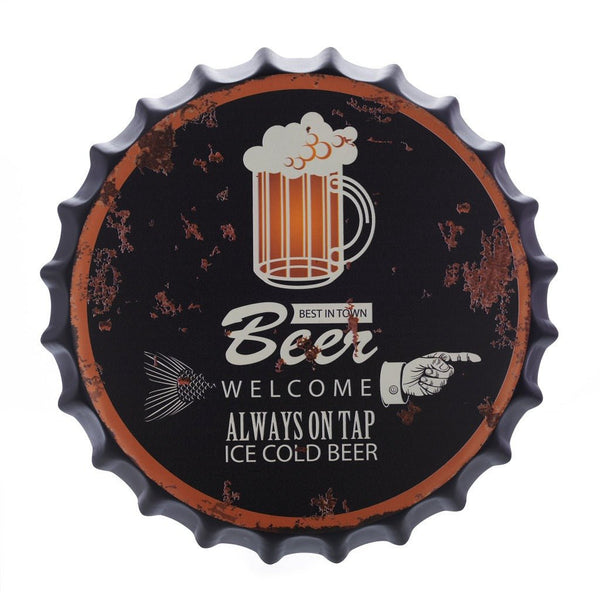 Bottle Caps wall decor sign - Best in town Beer  (14"x14")