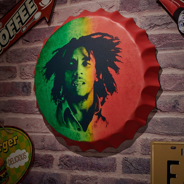Bottle Caps wall decor sign -  Bob Marley (14"x14")