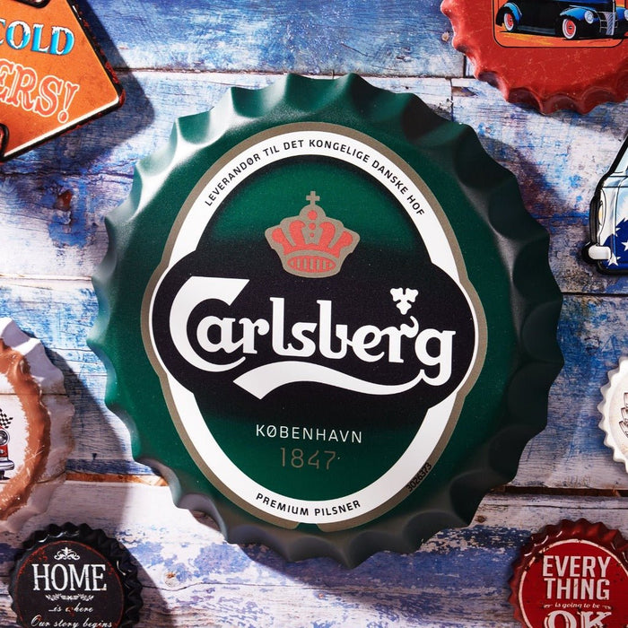 Bottle Caps wall sign - Carlsberg 1847 (14"x14") - eazy wagon
