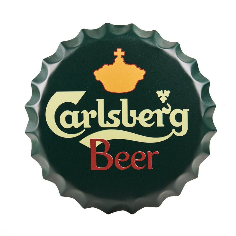 Bottle Caps wall sign - Carlsberg Beer (14"x14") - eazy wagon