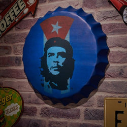 Bottle Caps wall decor sign -  Che Guevara Blue (14"x14")