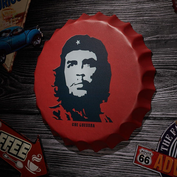 Bottle Caps wall decor sign - Che Guevara Red (14"x14")