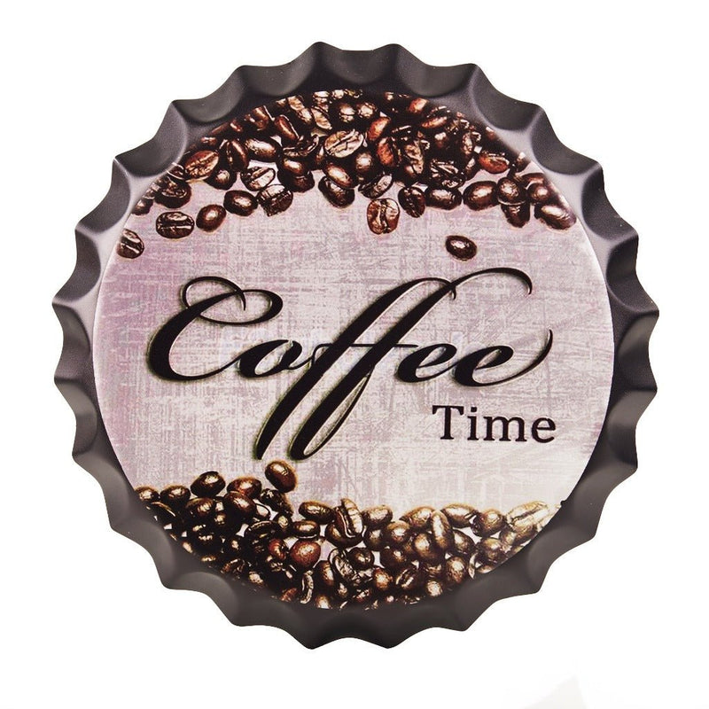 Bottle Caps wall sign - Coffee Time (14"x14") - eazy wagon