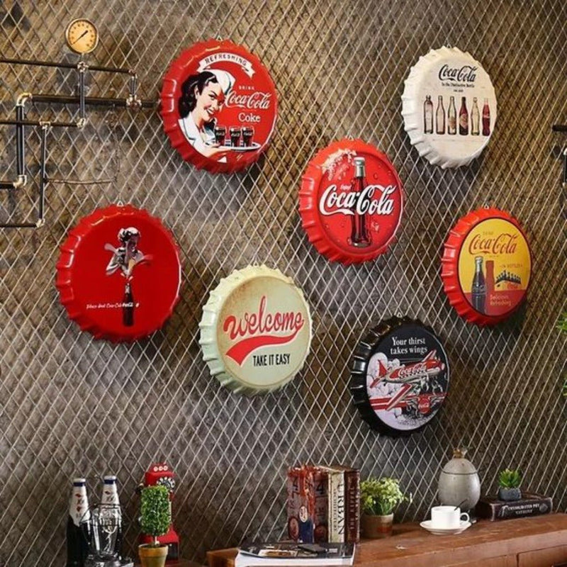 Bottle Caps wall sign - Cold Large Beer (14"x14") - eazy wagon