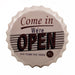 Bottle Caps wall sign -  Come in we're Open (14"x14") - eazy wagon