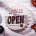 Bottle Caps wall sign -  Come in we're Open (14"x14") - eazy wagon
