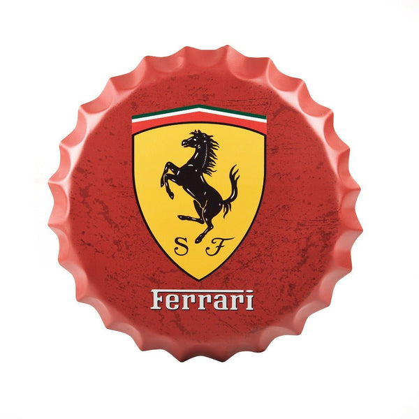 Bottle Caps wall sign - Ferrari (14"x14") - eazy wagon