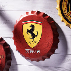 Bottle Caps wall sign - Ferrari (14"x14") - eazy wagon