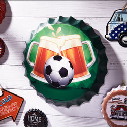 Bottle Caps wall sign - Football Beer (14"x14") - eazy wagon