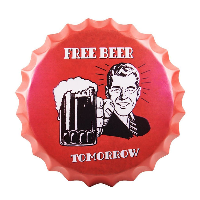 Bottle Caps wall sign - Free Beer (14"x14") - eazy wagon