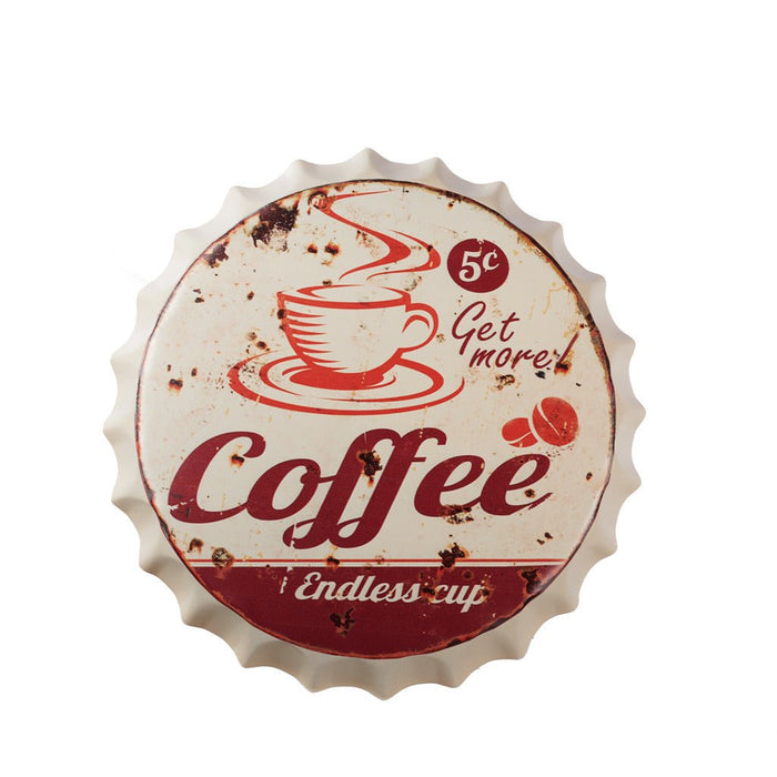 Bottle Caps wall decor sign - Get More Coffee Endless Cup (14"x14")