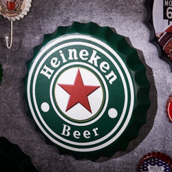 Bottle Caps wall sign - Heineken Beer (14"x14") - eazy wagon