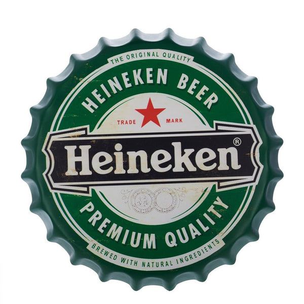 Bottle Caps wall decor sign -Heineken Premium Beer  (14"x14")
