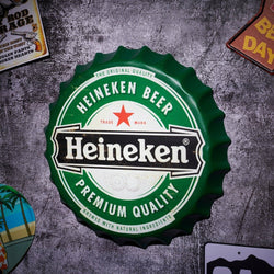Bottle Caps wall decor sign -Heineken Premium Beer  (14"x14")