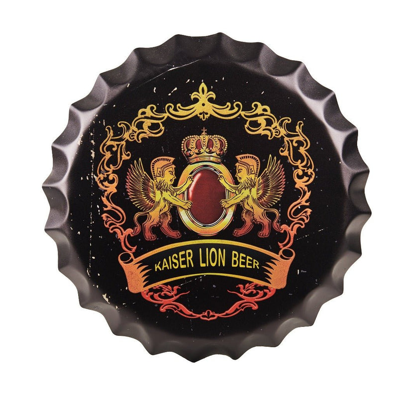 Bottle Caps wall sign - Kaiser Lion Beer (14"x14") - eazy wagon