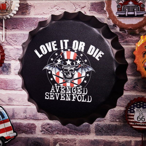 Bottle Caps wall sign -  Love it or Die (14"x14") - eazy wagon