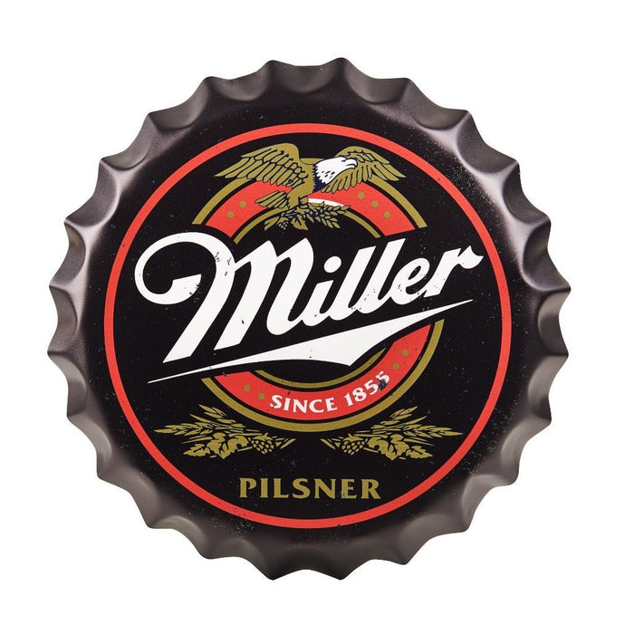 Bottle Caps wall sign - Miller (14"x14") - eazy wagon