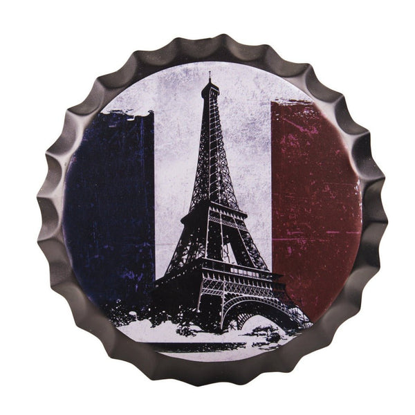 Bottle Caps wall sign - Paris (14"x14") - eazy wagon