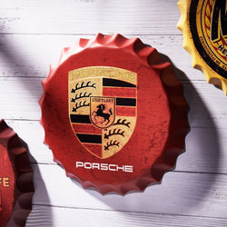 Bottle Caps wall sign - Porsche (14"x14") - eazy wagon